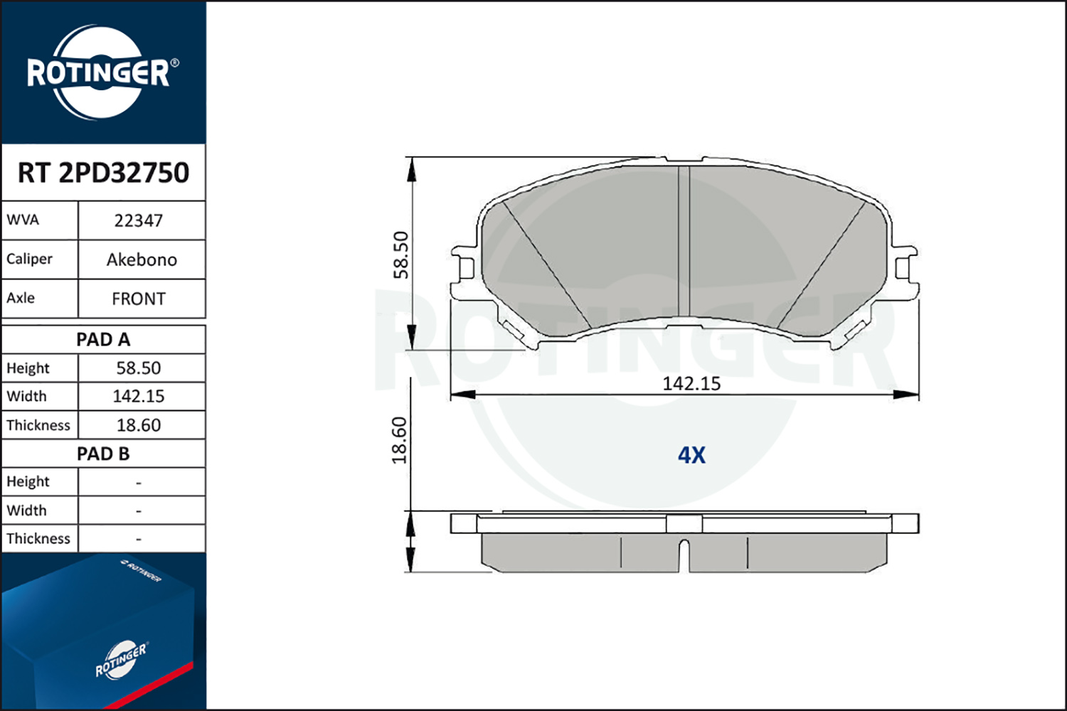 Sada brzdových platničiek kotúčovej brzdy ROTINGER